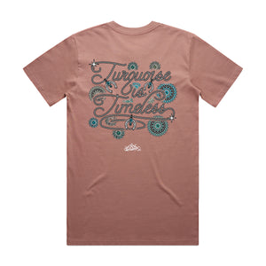 Turquoise is Timeless Men’s Hazy Pink Tee
